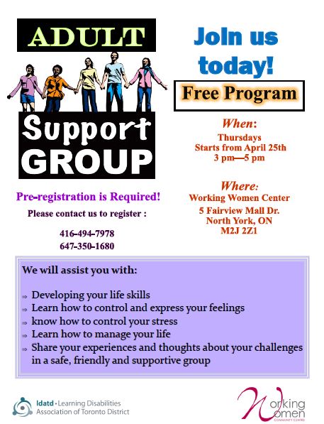 Adult Support Group North York. Learning Disabilities Association of Toronto District