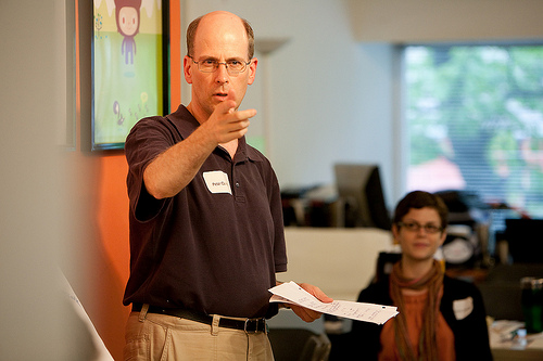 Pete Quily at Freelance Camp Vancouver leading a session called Shock and Awe - How to recognize, manage and reduce being overloaded and overwhelmed at work